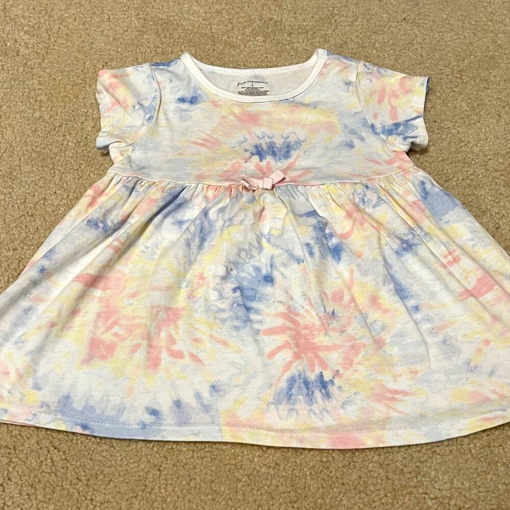 First Impressions Girls Short Sleeve Tie Dye Dress - Size 4T